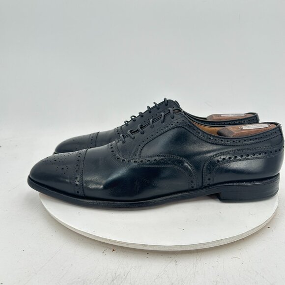 Allen Edmonds Strand Men Size 12B Black Leather Brogue Cap Toe Oxford Dress Shoe - Picture 2 of 12